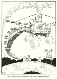 Illustration för Railway Ribaldry av W Heath Robinson (litho) av William Heath Robinson