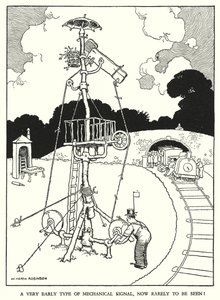 Illustration för Railway Ribaldry av W Heath Robinson (litho) av William Heath Robinson