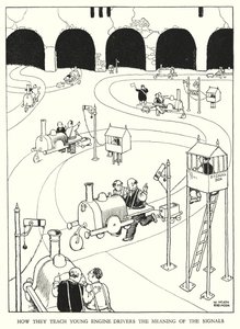 Illustration för Railway Ribaldry av W Heath Robinson (litho) av William Heath Robinson