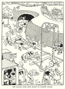 Illustration för Railway Ribaldry av W Heath Robinson (litho) av William Heath Robinson