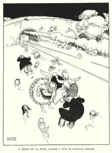 Illustration för Railway Ribaldry av W Heath Robinson (litho) av William Heath Robinson