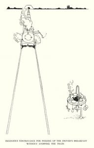 Illustration för Railway Ribaldry av W Heath Robinson (litho) av William Heath Robinson