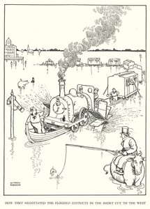 Illustration för Railway Ribaldry av W Heath Robinson (litho) av William Heath Robinson