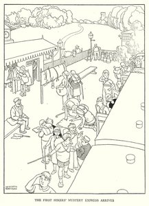 Illustration för Railway Ribaldry av W Heath Robinson (litho) av William Heath Robinson