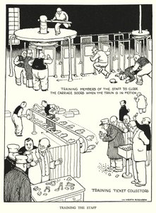 Illustration för Railway Ribaldry av W Heath Robinson (litho) av William Heath Robinson