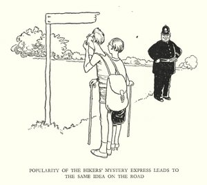 Illustration för Railway Ribaldry av W Heath Robinson (litho) av William Heath Robinson