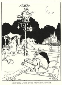 Illustration för Railway Ribaldry av W Heath Robinson (litho) av William Heath Robinson