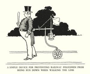 Illustration för Railway Ribaldry av W Heath Robinson (litho) av William Heath Robinson