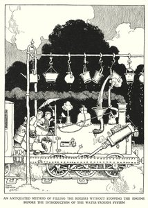 Illustration för Railway Ribaldry av W Heath Robinson (litho) av William Heath Robinson