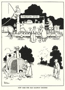 Illustration för Railway Ribaldry av W Heath Robinson (litho) av William Heath Robinson