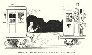 Illustration för Railway Ribaldry av W Heath Robinson (litho) av William Heath Robinson