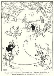 Illustration för Railway Ribaldry av W Heath Robinson (litho) av William Heath Robinson
