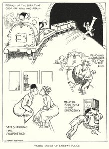 Illustration för Railway Ribaldry av W Heath Robinson (litho) av William Heath Robinson