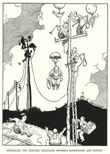 Illustration för Railway Ribaldry av W Heath Robinson (litho) av William Heath Robinson
