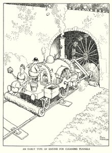 Illustration för Railway Ribaldry av W Heath Robinson (litho) av William Heath Robinson