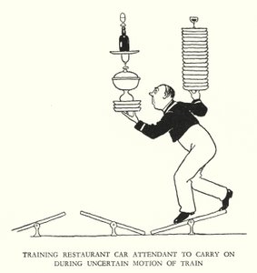 Illustration för Railway Ribaldry av W Heath Robinson (litho) av William Heath Robinson