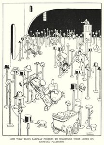 Illustration för Railway Ribaldry av W Heath Robinson (litho) av William Heath Robinson