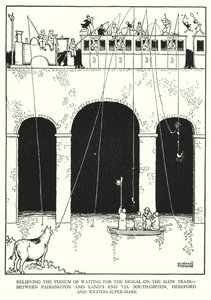 Illustration för Railway Ribaldry av W Heath Robinson (litho) av William Heath Robinson