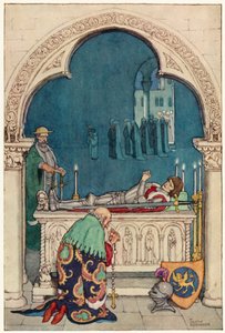 Illustration för The Adventures of Don Quijote (färg litho) av William Heath Robinson