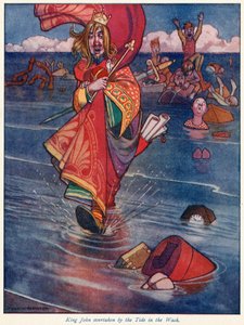 Kung John omkörd av tidvattnet i tvätten av William Heath Robinson