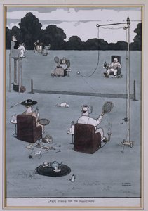 Lawn Tennis för medelåldern (penna & bläck och w/c) av William Heath Robinson