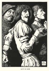 Låt oss gå tillbaka (litho) av William Heath Robinson