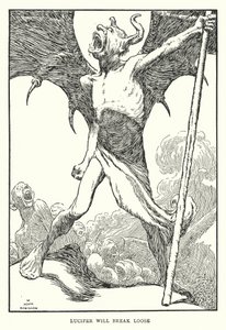Lucifer kommer att bryta sig loss (litho) av William Heath Robinson