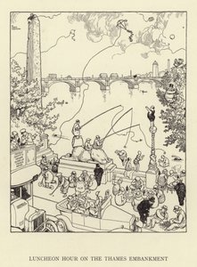 Lunchtimme på Themsen Embankment av William Heath Robinson