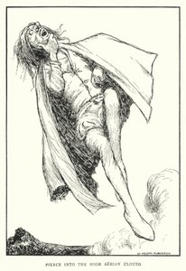 Pierce in i de höga luftmolnen (litho) av William Heath Robinson