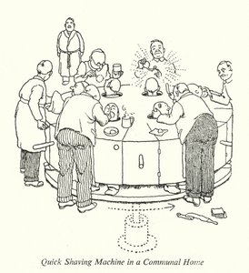 Snabbrakmaskin i ett gemensamt hem (litho) av William Heath Robinson