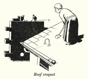 Takkrokett (litho) av William Heath Robinson