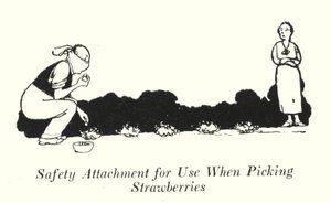 Säkerhetstillbehör för användning vid plockning av jordgubbar (litho) av William Heath Robinson