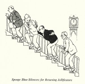 Svampsko-ljuddämpare för återvändande jollificatorer (litho) av William Heath Robinson