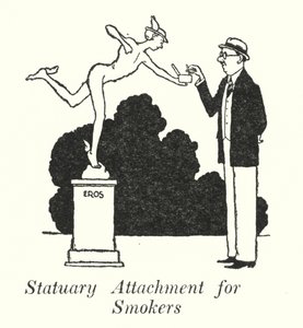 Statyfäste för rökare (litho) av William Heath Robinson