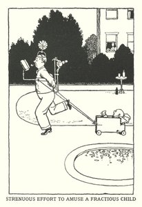 Ansträngande försök att roa ett bräckligt barn (litho) av William Heath Robinson