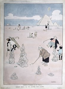 Summer Troubles in the Tropics - Snake Casts on the Sahara Golf Course (penna, bläck och akvarell) av William Heath Robinson
