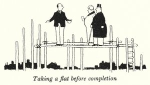 Ta en lägenhet innan färdigställandet (litho) av William Heath Robinson