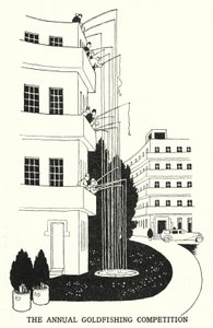 Den årliga guldfisketävlingen (litho) av William Heath Robinson