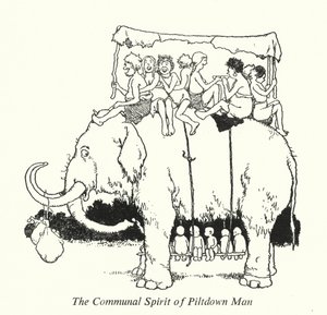 Piltdown Mans gemensamma ande (litho) av William Heath Robinson