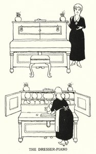 The Dresser-Piano (litho) av William Heath Robinson