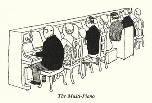 Multipianot (litho) av William Heath Robinson