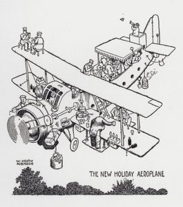 The New Holiday Airplane (litho) av William Heath Robinson