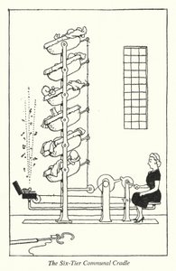 Den sex-vånings gemensamma vaggan (litho) av William Heath Robinson