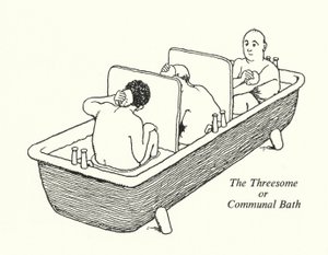Trekanten eller gemensamt bad (litho) av William Heath Robinson
