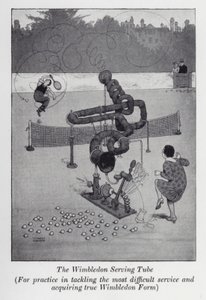Wimbledon Serving Tube, för övning i att ta itu med den svåraste tjänsten och skaffa äkta Wimbledon Form (litho) av William Heath Robinson