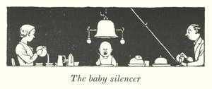 Babyljuddämparen (litho) av William Heath Robinson