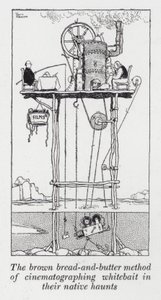 Den bruna bröd-och-smörmetoden för att filma sik i deras hemvist (litho) av William Heath Robinson