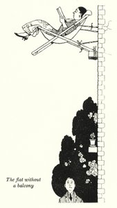 Lägenheten utan balkong (litho) av William Heath Robinson