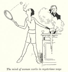 Kvinnans sinne fungerar på mystiska sätt (litho) av William Heath Robinson
