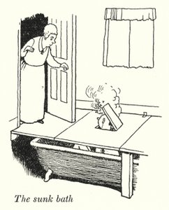 Det nedsänkta badet (litho) av William Heath Robinson